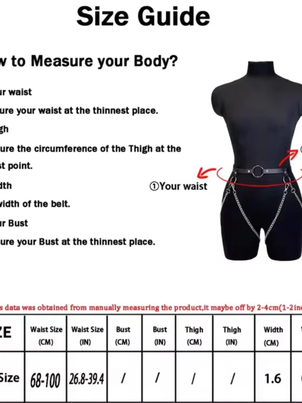 Women Fashion Full Body Chain Leather Waist Belt and Thigh Garter Set Harness